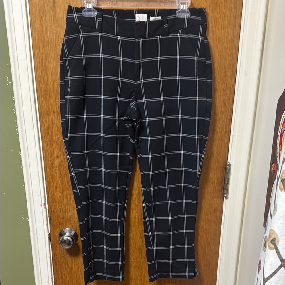 a new day Black and White Checkered Trousers